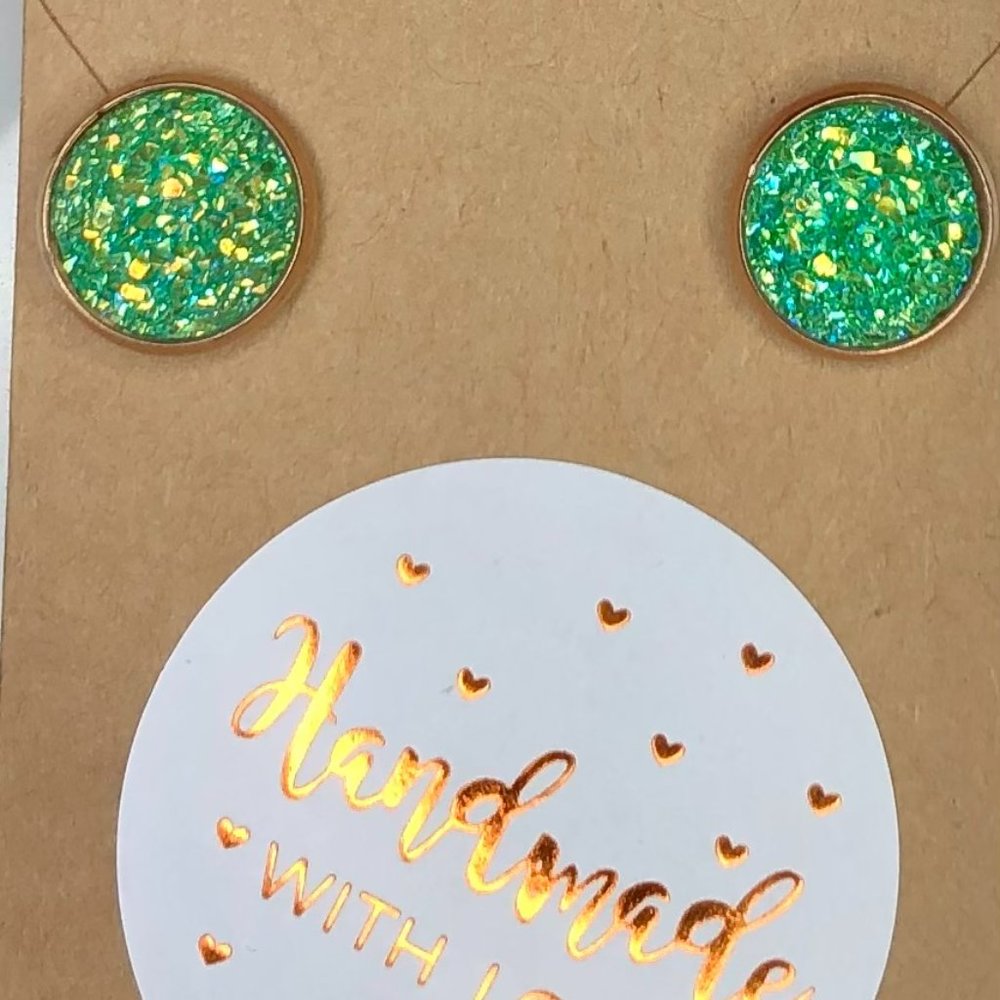 Druzy Stud Earrings Hypoallergenic 12mm